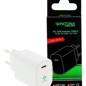 Premium PD20W Adapter 5V/3A 9V/2.22A 12V/1.67A USB-C PD3.0 QC3.0 white