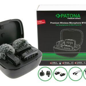 Premium Wireless Microphone Set M16 with 2 transmitters and 1 receiver